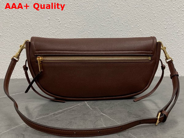 Celine Little Halfmoon Soft Triomphe in Deep Brown Supple Shiny Lambskin Replica
