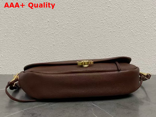Celine Little Halfmoon Soft Triomphe in Deep Brown Supple Shiny Lambskin Replica