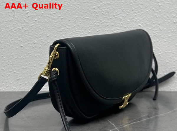 Celine Little Halfmoon Soft Triomphe in Supple Shiny Lambskin Black Replica