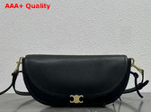Celine Little Halfmoon Soft Triomphe in Supple Shiny Lambskin Black Replica