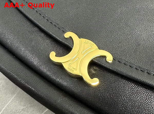 Celine Little Halfmoon Soft Triomphe in Supple Shiny Lambskin Black Replica