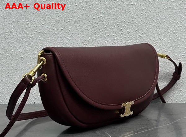 Celine Little Halfmoon Soft Triomphe in Supple Shiny Lambskin Syrah Replica