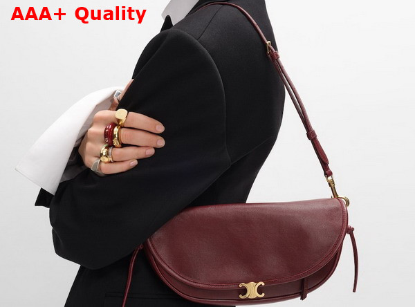 Celine Little Halfmoon Soft Triomphe in Supple Shiny Lambskin Syrah Replica