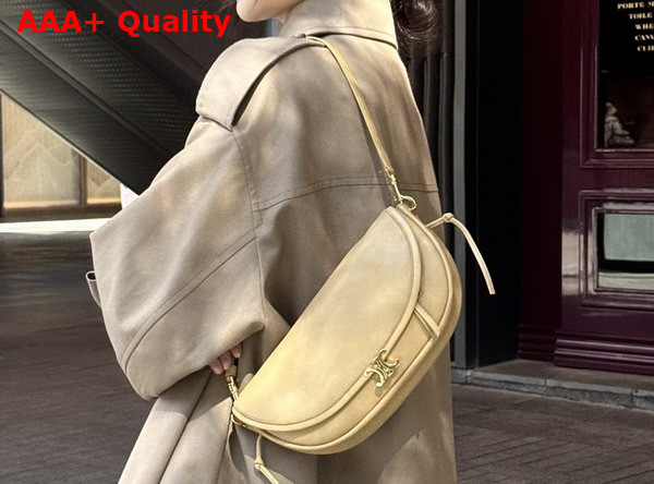 Celine Little Halfmoon Soft Triomphe in Supple Shiny Lambskin Syrah Replica