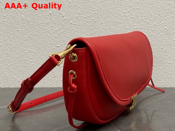 Celine Little Halfmoon Soft Triomphe in Ultra Red Supple Shiny Lambskin Replica