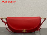Celine Little Halfmoon Soft Triomphe in Ultra Red Supple Shiny Lambskin Replica