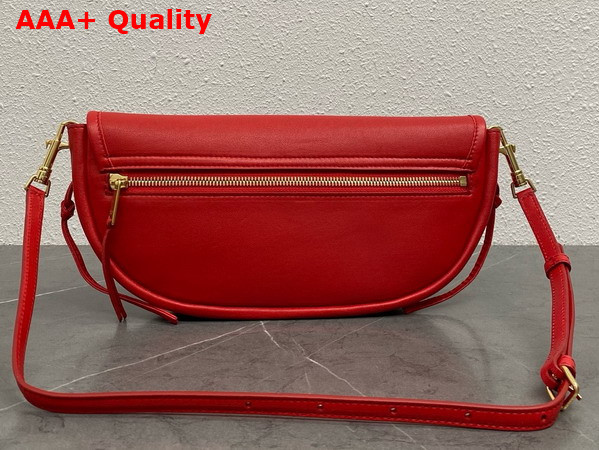 Celine Little Halfmoon Soft Triomphe in Ultra Red Supple Shiny Lambskin Replica