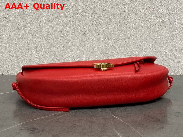 Celine Little Halfmoon Soft Triomphe in Ultra Red Supple Shiny Lambskin Replica