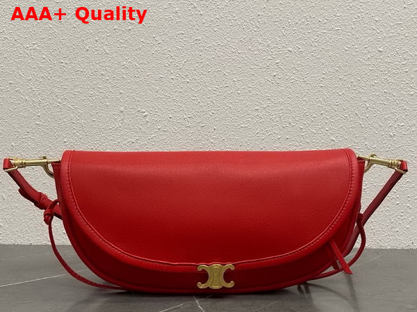 Celine Little Halfmoon Soft Triomphe in Ultra Red Supple Shiny Lambskin Replica