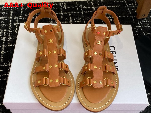Celine Lympia Gladiator Sandal in Tan Calfskin Replica