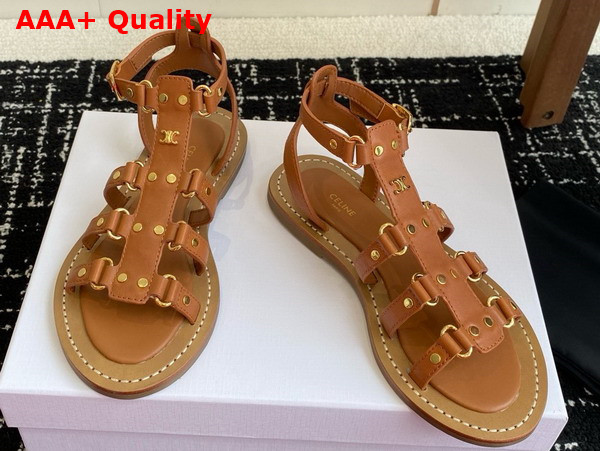 Celine Lympia Gladiator Sandal in Tan Calfskin Replica