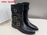 Celine Lyra Triple Buckles Boot in Black Calfskin Replica
