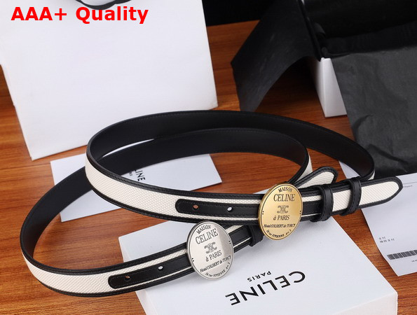 Celine Maison Celine Belt Canvas and Leather Black 25mm Replica