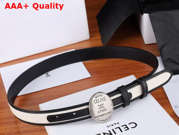 Celine Maison Celine Belt Canvas and Leather Black 25mm Replica