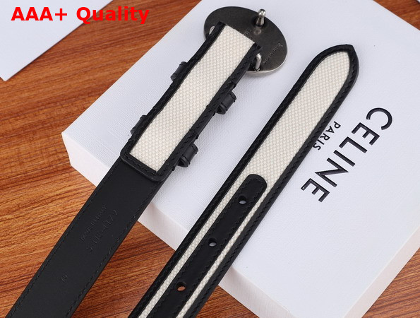 Celine Maison Celine Belt Canvas and Leather Black 25mm Replica