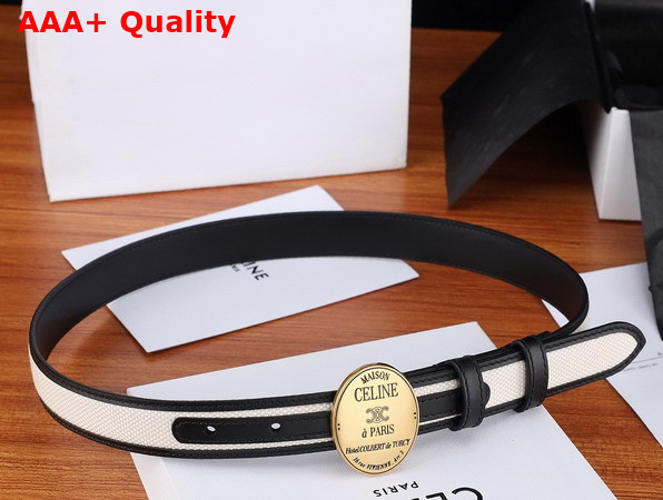 Celine Maison Celine Belt Canvas and Leather Black 25mm Replica