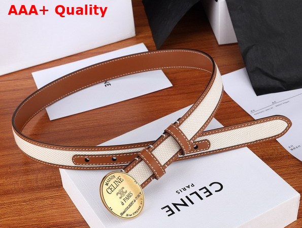 Celine Maison Celine Belt Canvas and Leather Tan 25mm Replica