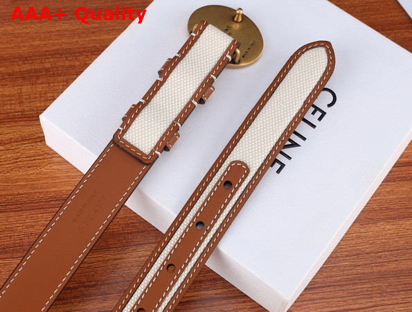 Celine Maison Celine Belt Canvas and Leather Tan 25mm Replica
