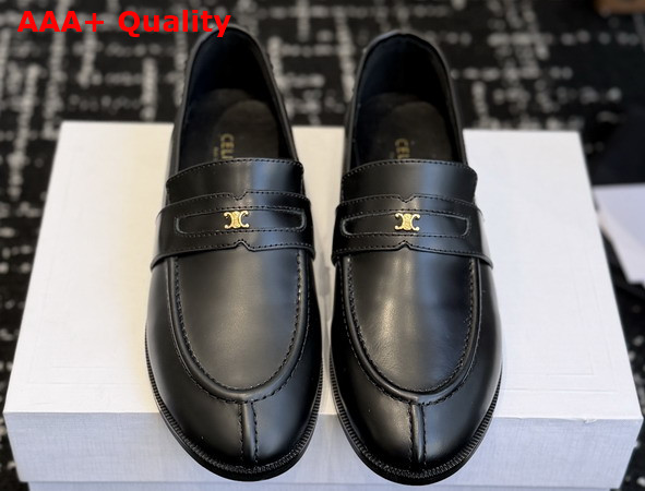 Celine Malaquais Triomphe Loafer in Black Polished Bullskin Replica