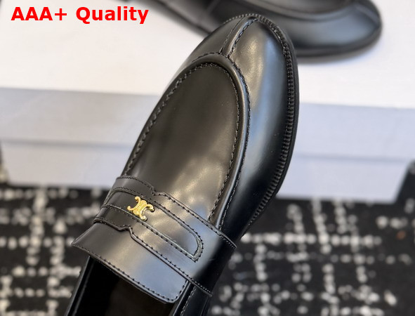 Celine Malaquais Triomphe Loafer in Black Polished Bullskin Replica