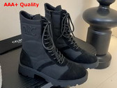 Celine Margaret Boot in Nylon and Suede Calfskin Black Replica