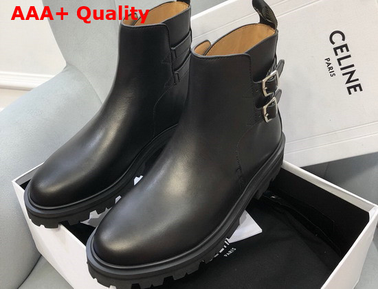 Celine Margaret Double Buckled Boot in Calfskin Black Replica