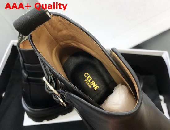 Celine Margaret Double Buckled Boot in Calfskin Black Replica