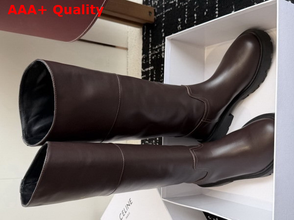 Celine Margaret High Boot in Calfskin Dark Brown Replica
