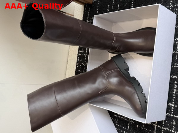 Celine Margaret High Boot in Calfskin Dark Brown Replica