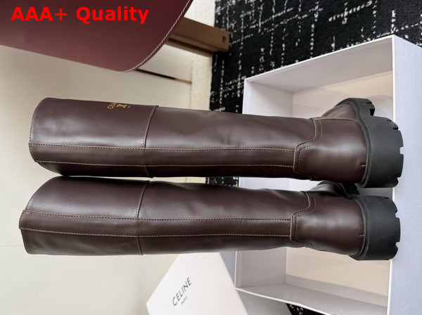 Celine Margaret High Boot in Calfskin Dark Brown Replica