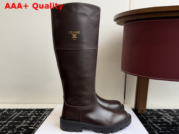 Celine Margaret High Boot in Calfskin Dark Brown Replica