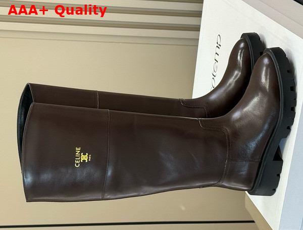Celine Margaret High Boot in Dark Brown Calfskin Replica
