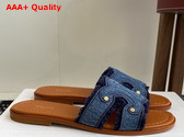 Celine Marina Fringed Mule in Blue Denim Replica