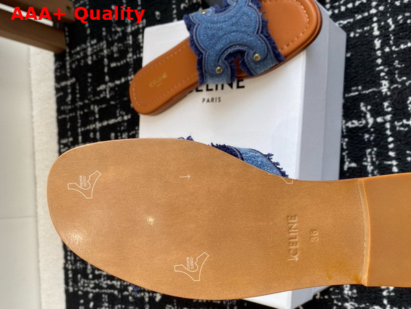 Celine Marina Fringed Mule in Blue Denim Replica