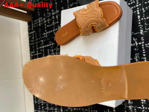 Celine Marina Fringed Mule in Tan Denim Replica