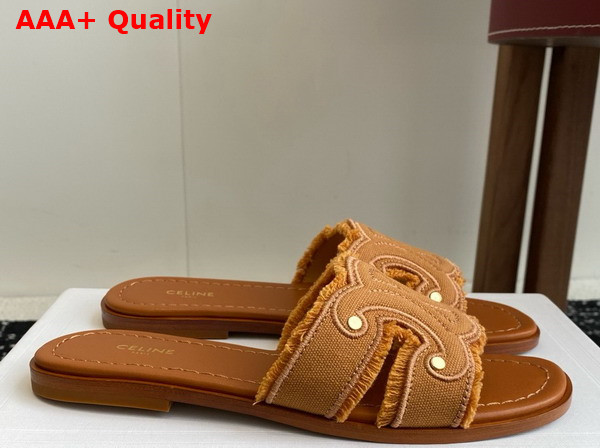 Celine Marina Fringed Mule in Tan Denim Replica