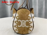 Celine Marlou Bag in Suede Calfskin with Triomphe Embroidery Havana Replica