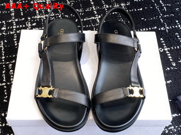 Celine Maud Sandal with Triomphe in Calfskin Black Replica