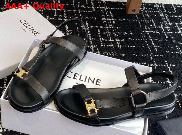 Celine Maud Sandal with Triomphe in Calfskin Black Replica