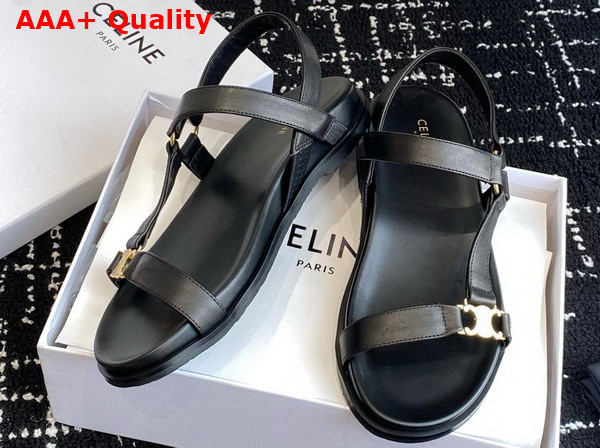 Celine Maud Sandal with Triomphe in Calfskin Black Replica