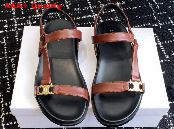 Celine Maud Sandal with Triomphe in Calfskin Rust Replica