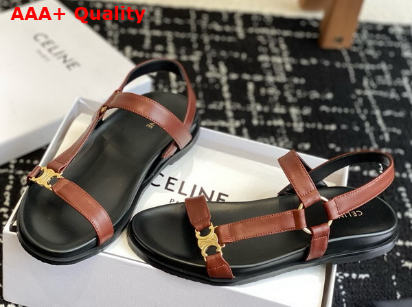 Celine Maud Sandal with Triomphe in Calfskin Rust Replica