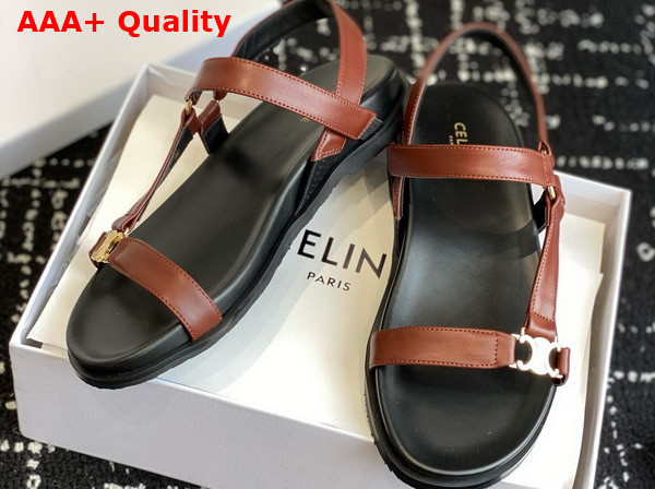 Celine Maud Sandal with Triomphe in Calfskin Rust Replica