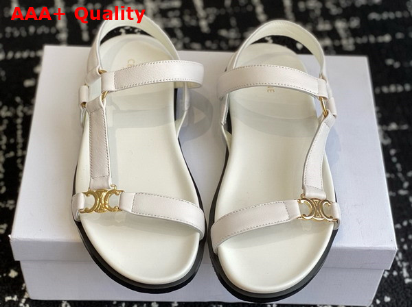 Celine Maud Sandal with Triomphe in Calfskin White Replica