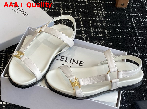 Celine Maud Sandal with Triomphe in Calfskin White Replica