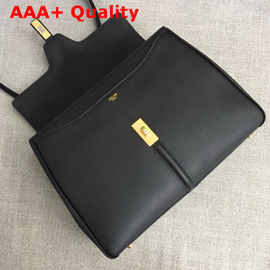 Celine Medium 16 Bag in Black Grained Calfskin Replica