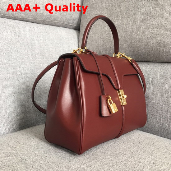 Celine Medium 16 Bag in Satinated Calfskin Light Burgundy Replica