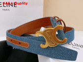 Celine Medium 25mm Triomphe Belt in Blue Denim Replica