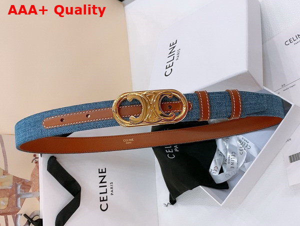 Celine Medium 25mm Triomphe Belt in Blue Denim Replica