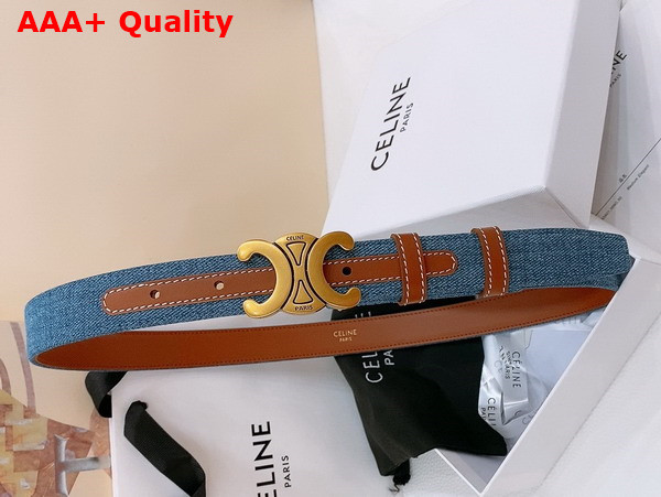Celine Medium 25mm Triomphe Belt in Blue Denim Replica